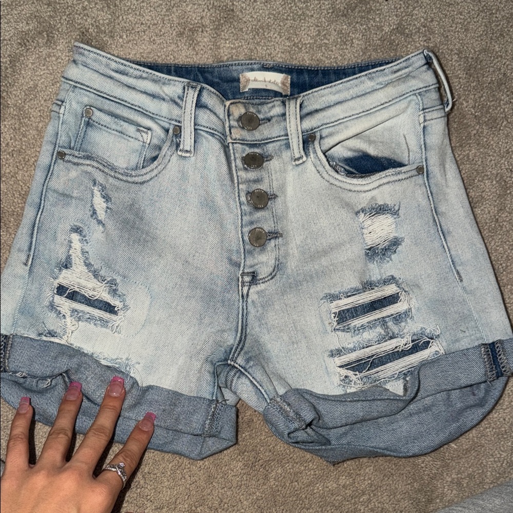 Altar'd State Light Blue Distressed Jean Shorts